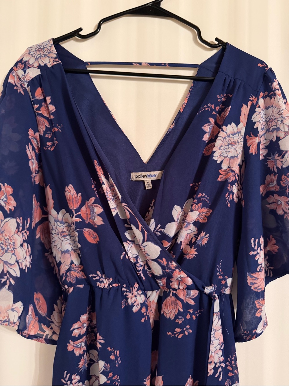 Floral Navy Chiffon Flowy Jumpsuit - Blue Pink Floral - Picture 2 of 5